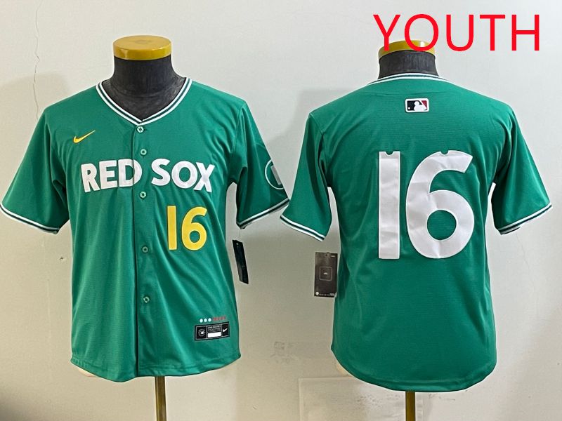Youth Boston Red Sox #16 No Name Green Joint Name Nike 2025 MLB Jersey style 7->youth mlb jersey->Youth Jersey